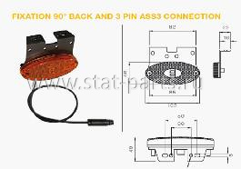 31-2367-037 ГАБАРИТНЫЙ ФОНАРЬ FLATPOINT II LED ОРАНЖЕВЫЙ С КРОНШТЕЙНОМ,С КАБЕЛЕМ 1,5М ASS3